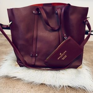 ALBERT DI CANIO : burgundy tote with small bag